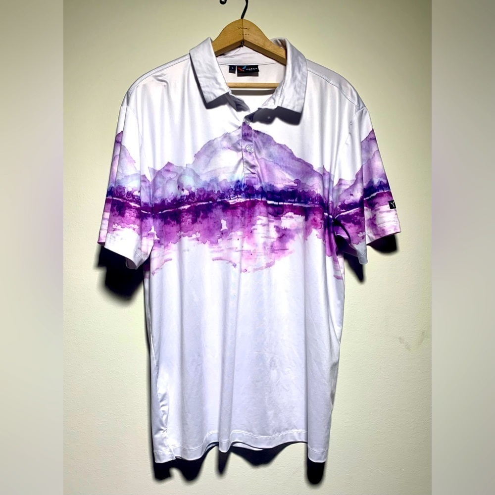 Yatta Golf Polo Shirt Men's Large Purple Mountain Magesty Wicking Performance